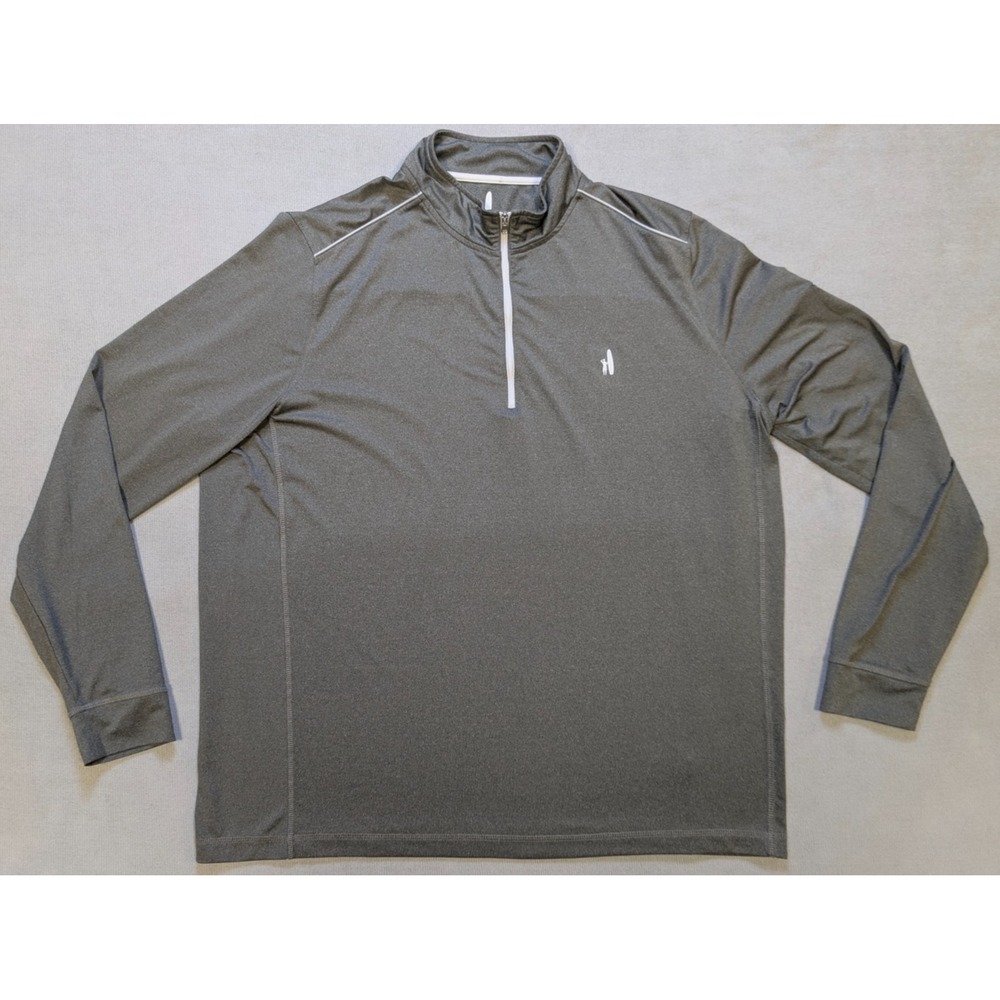 Johnnie O Pullover Mens XL Gray Golf Lammie Prep Formance Zip Stretch Wicking